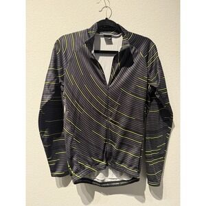 Twin Six Cycling Jersey Black & Neon Green Full Zip Long Sleeve Knit Size Medium